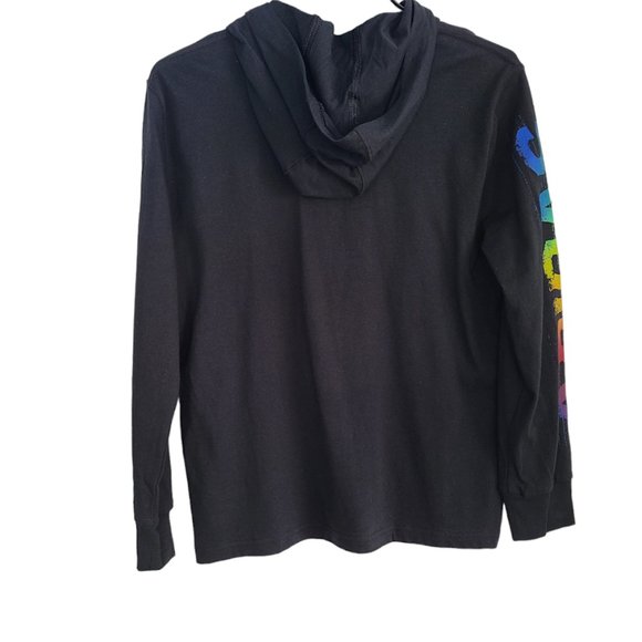 adidas Boys' Long Sleeve Multicolor Warp Logo Hooded Tee - Picture 6 of 6